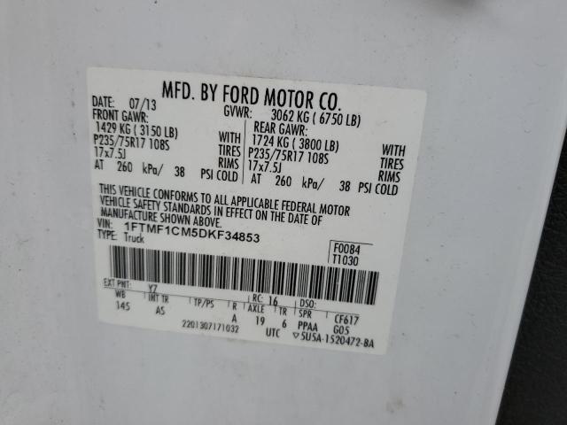 1FTMF1CM5DKF34853 - 2013 FORD F150 WHITE photo 12