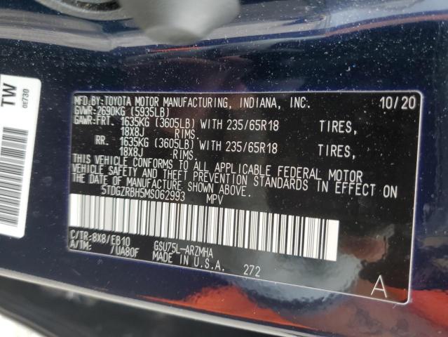 5TDGZRBH5MS062993 - 2021 TOYOTA HIGHLANDER XLE Mavi foto 13