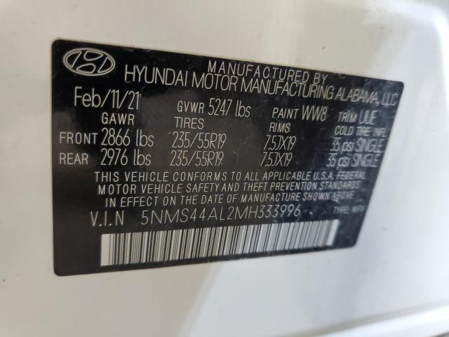 5NMS44AL2MH333996 - 2021 HYUNDAI SANTA FE LIMITED WHITE photo 13