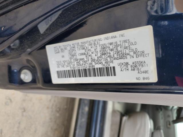 5TBRT341X3S410608 - 2003 TOYOTA TUNDRA ACCESS CAB SR5 BLUE photo 12