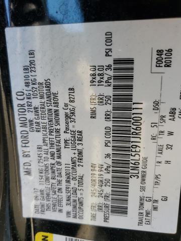 3LN6L5E91JR600111 - 2018 LINCOLN MKZ RESERVE 黑色 照片 12