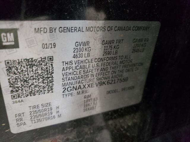 2GNAXXEV9K6217559 - 2019 CHEVROLET EQUINOX PREMIER BLACK photo 13