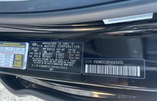 KNDMB5C16F6025455 - 2015 KIA SEDONA LX BLACK photo 10