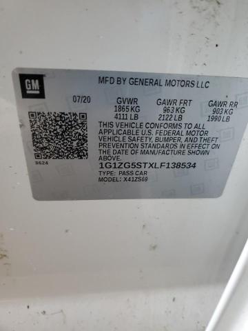 1G1ZG5STXLF138534 - 2020 CHEVROLET MALIBU RS WHITE photo 12