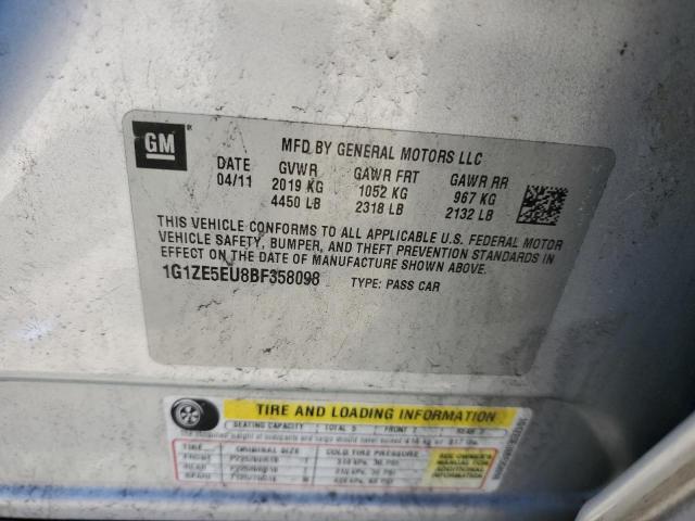 1G1ZE5EU8BF358098 - 2011 CHEVROLET MALIBU LTZ 银色 照片 12