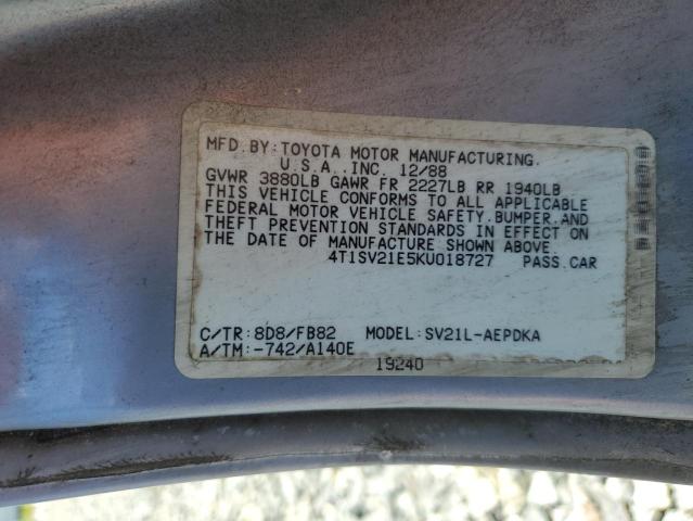 4T1SV21E5KU018727 - 1989 TOYOTA CAMRY DLX 蓝色 照片 12