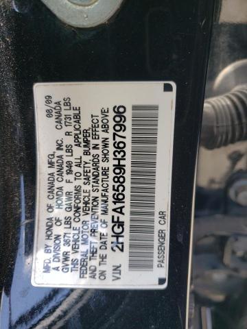 2HGFA16589H367996 - 2009 HONDA CIVIC LX BLACK photo 13