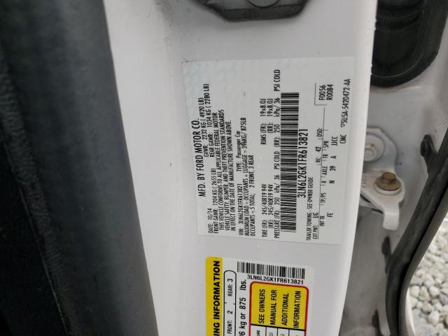 3LN6L2GK1FR613821 - 2015 LINCOLN MKZ WHITE photo 12