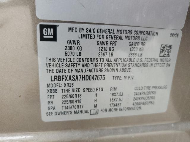 LRBFXASA7HD047675 - 2017 BUICK ENVISION PREFERRED BROWN photo 14