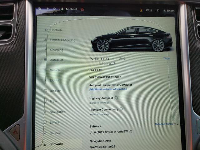 5YJSA1E25FF119890 - 2015 TESLA MODEL S Սև լուսանկար 9