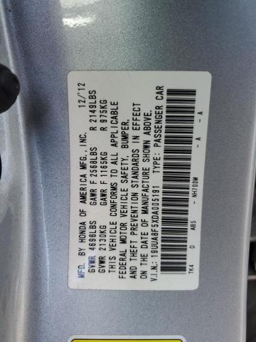 19UUA8F5XDA005191 - 2013 ACURA TL TECH SILVER photo 12