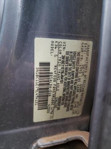 3N1BC11E79L494151 - 2009 NISSAN VERSA S GRAY photo 12