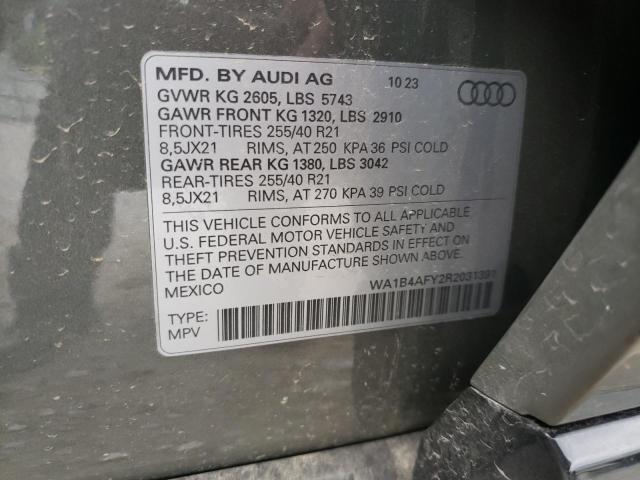 WA1B4AFY2R2031391 - 2024 AUDI SQ5 PREMIUM PLUS GRAY photo 13