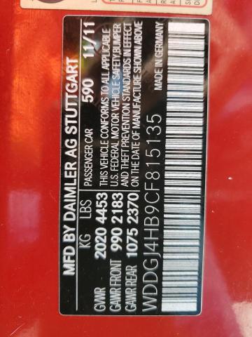 WDDGJ4HB9CF815135 - 2012 MERCEDES-BENZ C 250 RED photo 12