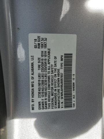 5FNRL6H99JB097657 - 2018 HONDA ODYSSEY ELITE GRAY photo 13