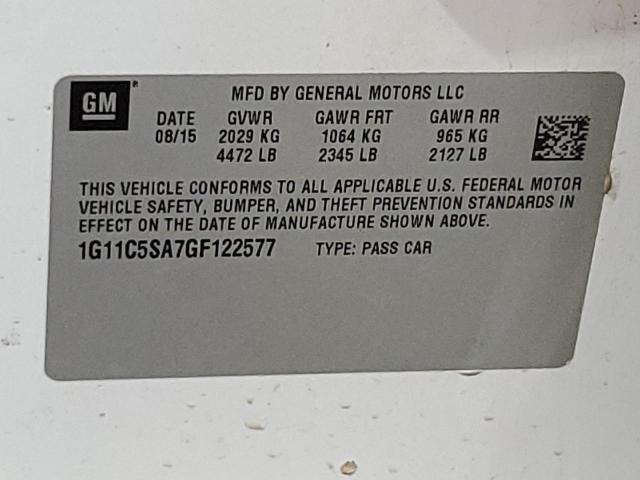 1G11C5SA7GF122577 - 2016 CHEVROLET MALIBU LIM LT Ақ фото 12