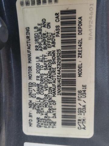 1NXBU4EE4AZ329525 - 2010 TOYOTA COROLLA BASE GRAY photo 10