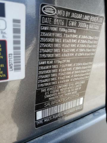 SALWR2KF6GA577173 - 2016 LAND ROVER RANGE ROVE HSE GRAY photo 13