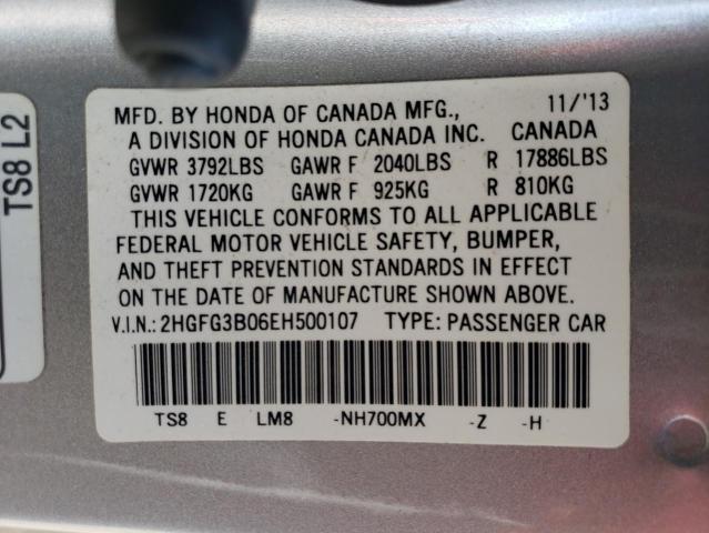 2HGFG3B06EH500107 - 2014 HONDA CIVIC EXL Gümüş foto 13