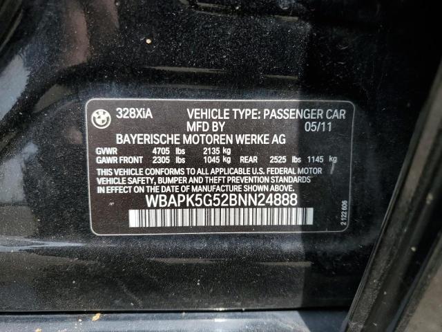 WBAPK5G52BNN24888 - 2011 BMW 328 XI SULEV BLACK photo 12