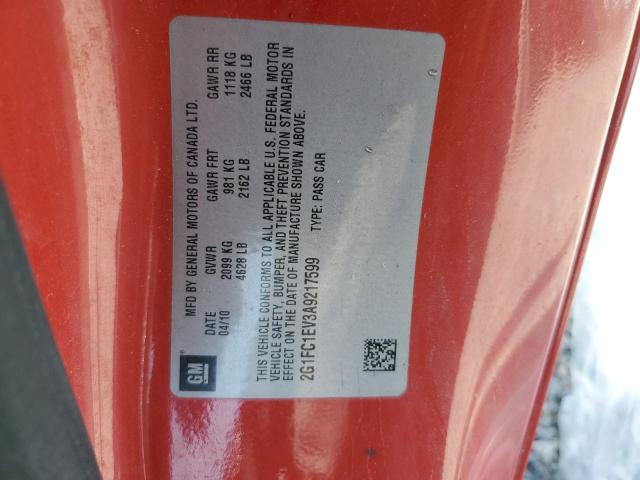 2G1FC1EV3A9217599 - 2010 CHEVROLET CAMARO LT წითელი ფოტო 12