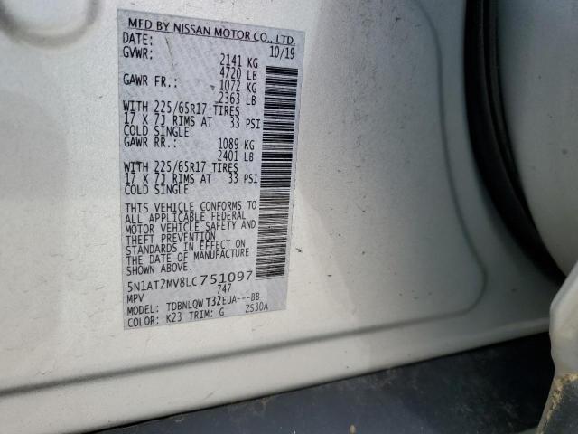 5N1AT2MV8LC751097 - 2020 NISSAN ROGUE S SILVER photo 14