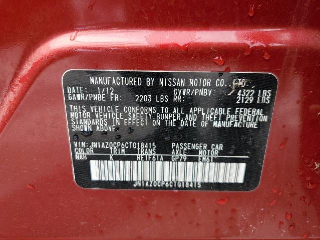 JN1AZ0CP6CT018415 - 2012 NISSAN LEAF SV RED photo 13