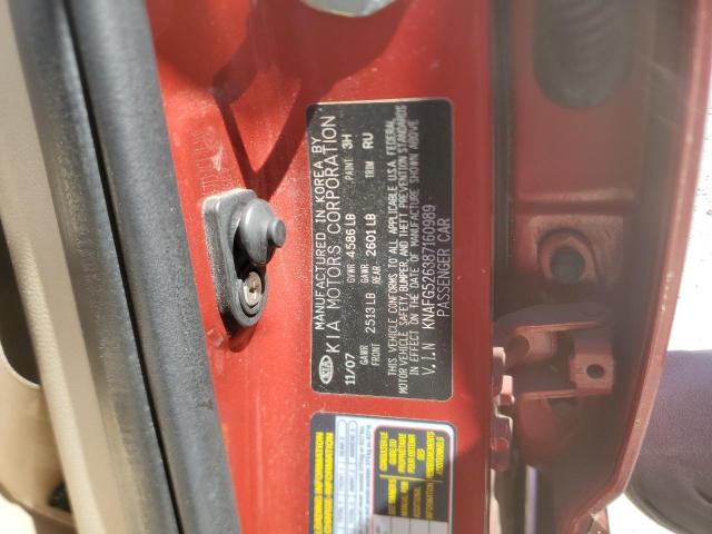 KNAFG526387160989 - 2008 KIA RONDO LX RED photo 12