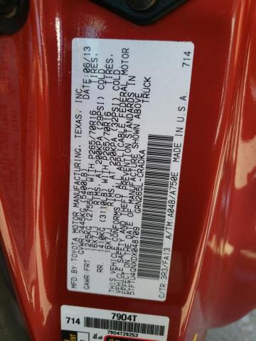 5TFTU4GNXDX048709 - 2013 TOYOTA TACOMA PRERUNNER ACCESS CAB RED photo 12