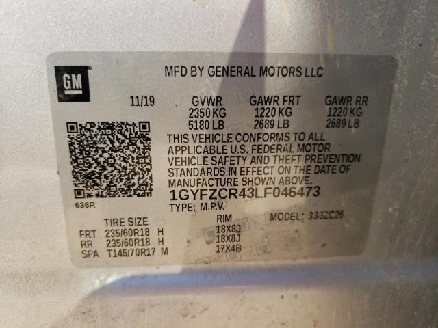 1GYFZCR43LF046473 - 2020 CADILLAC XT4 PREMIUM LUXURY SILVER photo 12