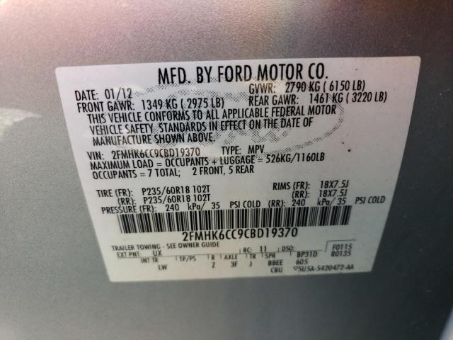 2FMHK6CC9CBD19370 - 2012 FORD FLEX SEL SILVER photo 13