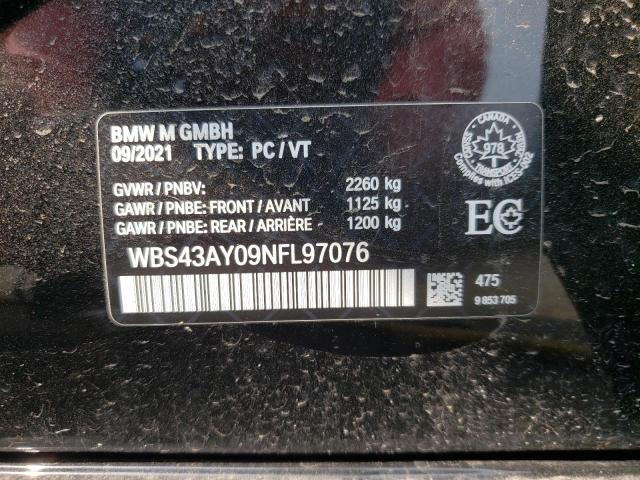 WBS43AY09NFL97076 - 2022 BMW M3 COMPETITION BLACK photo 12