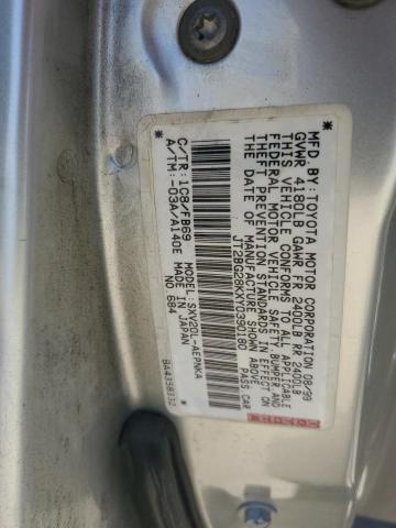 JT2BG28KXY0390180 - 2000 TOYOTA CAMRY LE SILVER photo 12