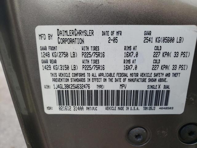 1J4GL38K25W632476 - 2005 JEEP LIBERTY RENEGADE 棕色 照片 13