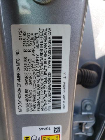 19UUB5F55MA008530 - 2021 ACURA TLX TECH A SILVER photo 12