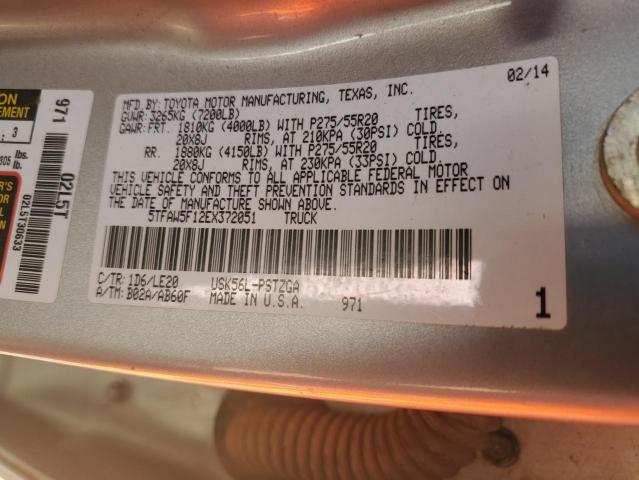 5TFAW5F12EX372051 - 2014 TOYOTA TUNDRA CREWMAX PLATINUM Silber Foto 12