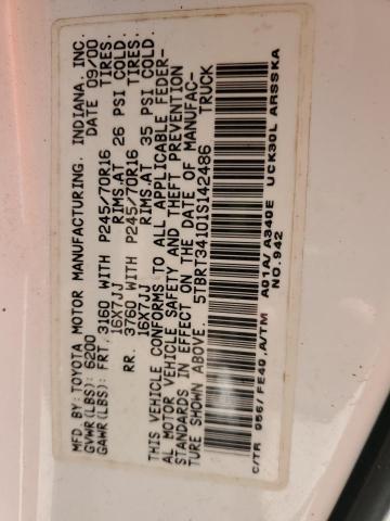 5TBRT34101S142486 - 2001 TOYOTA TUNDRA ACCESS CAB 白色 照片 12