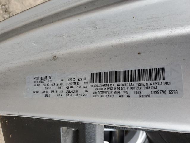 3C6TRVAG6JE151095 - 2018 RAM PROMASTER 1500 STANDARD SILVER photo 13