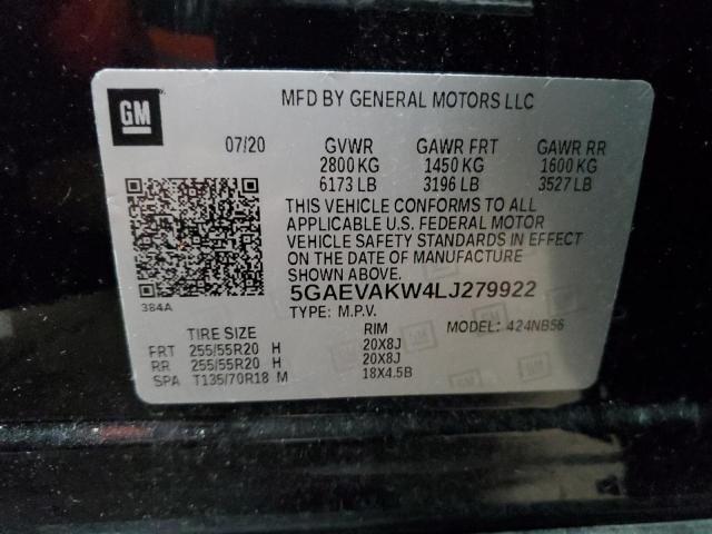 5GAEVAKW4LJ279922 - 2020 BUICK ENCLAVE ESSENCE შავი ფოტო 13