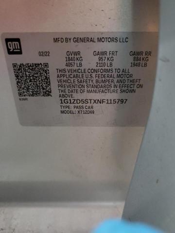 1G1ZD5STXNF115797 - 2022 CHEVROLET MALIBU LT SILVER photo 12