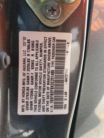 19XFB2F9XDE201486 - 2013 HONDA CIVIC EXL გრაფიტი ფოტო 13