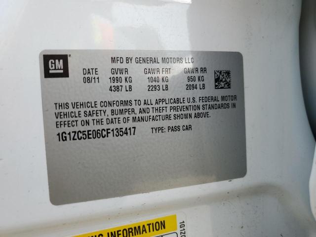 1G1ZC5E06CF135417 - 2012 CHEVROLET MALIBU 1LT 白色 照片 12