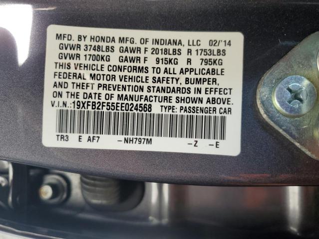 19XFB2F55EE024568 - 2014 HONDA CIVIC LX GRAY photo 12