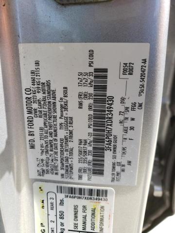 3FA6P0H7XDR349430 - 2013 FORD FUSION SE GRAY photo 12