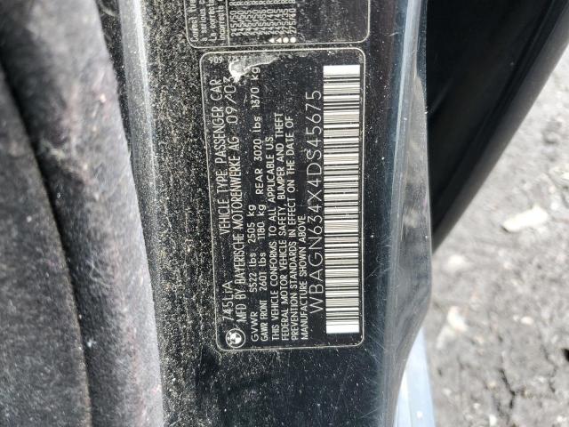 WBAGN634X4DS45675 - 2004 BMW 7 SERIES LI BLACK photo 12
