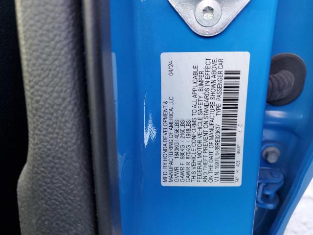 19XFL1H89RE023637 - 2024 HONDA CIVIC SPORT TOURING BLUE photo 12