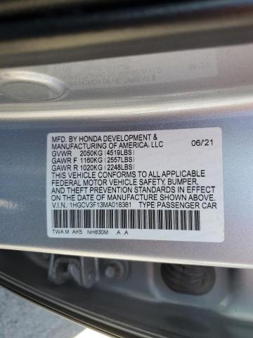 1HGCV3F13MA018381 - 2021 HONDA ACCORD HYBRID SILVER photo 12