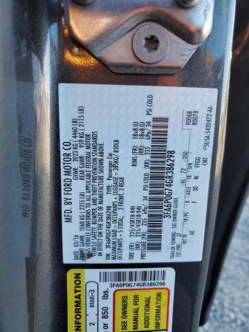 3FA6P0G74GR386298 - 2016 FORD FUSION S CHARCOAL photo 12