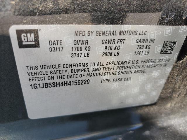 1G1JB5SH4H4156229 - 2017 CHEVROLET SONIC LS GRAY photo 12