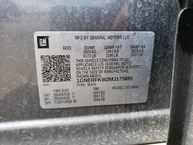 1GNERFKW2MJ175695 - 2021 CHEVROLET TRAVERSE LS GRAY photo 13